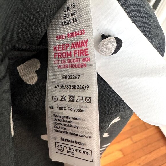 New Look Black Heart Frill Collar Mini Dress Tie Waist Valentine Size 14 - Picture 10 of 11